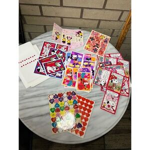 VTG Lot  Peanuts Snoopy Mickey Minnie Mouse Dalmatians Valentine Cards Stickers